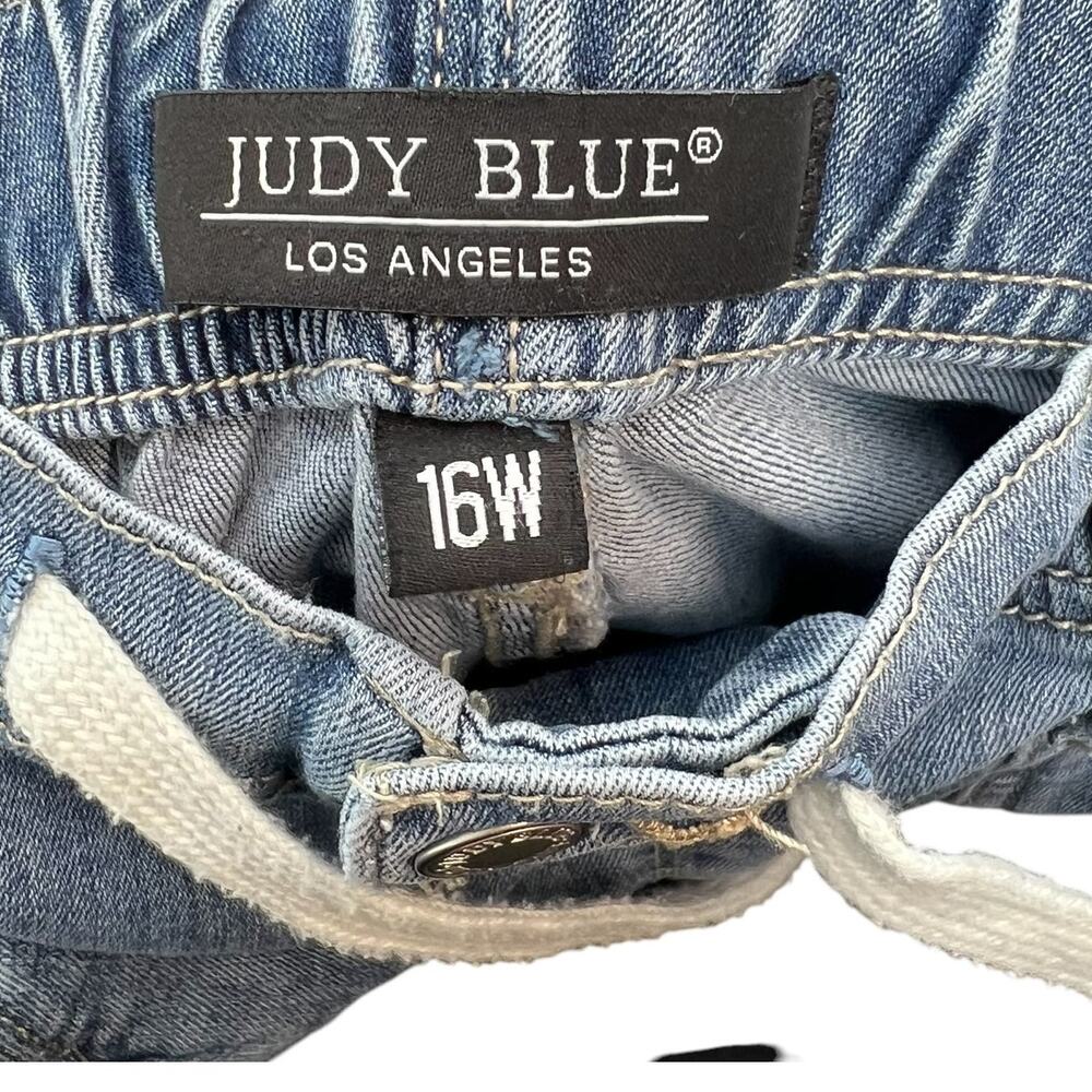 Judy Blue Ain't Worried Denim Joggers Jeans Pants Medium Wash Blue Plus Size 16W - Picture 10 of 12
